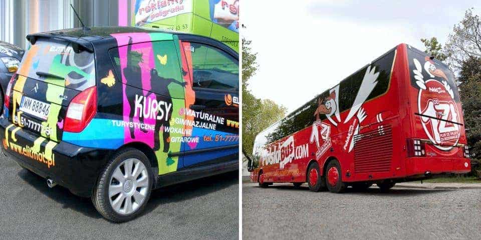 Reklama na samochód firmowy, tabor samochodowy. Oklejanie auta reklamą.
