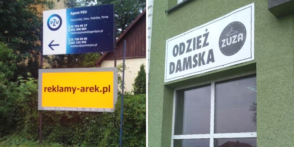 Zewnętrzne tablice reklamowe, szyldy, nośniki reklamy i identyfikacji wizualnej. Zewnętrzne tablice reklamowe, szyldy, nośniki reklamy i identyfikacji wizualnej.