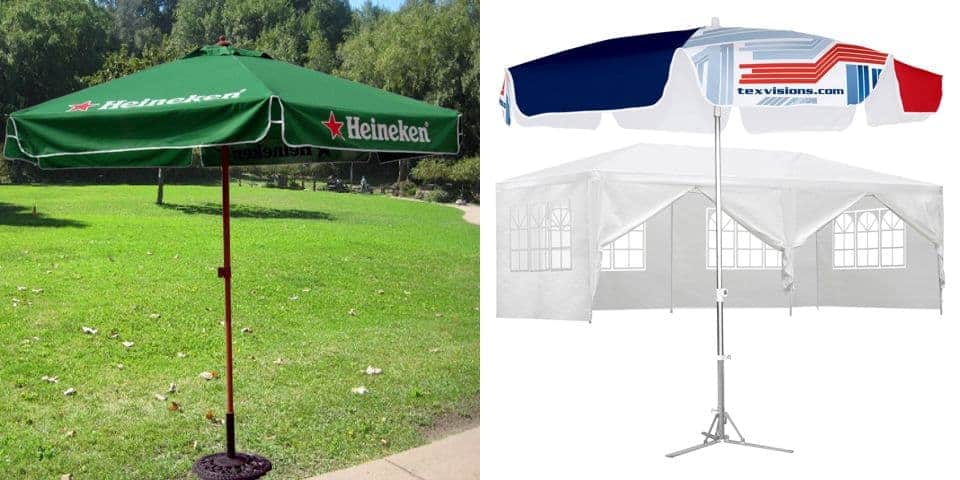 Stojące parasole z masztem nadrukiem promocyjnym